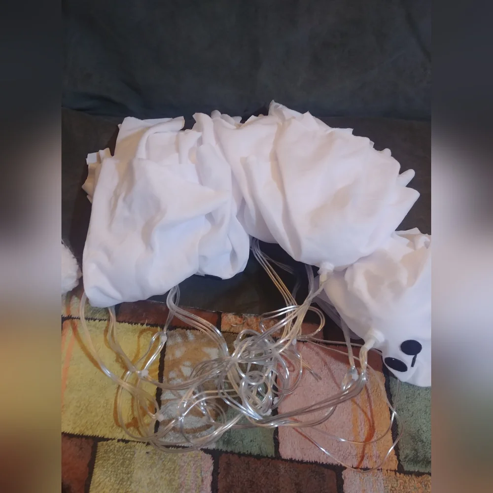 Halloween Ghost String Lights with Remote, 10 LED Hanging Ghost Lights